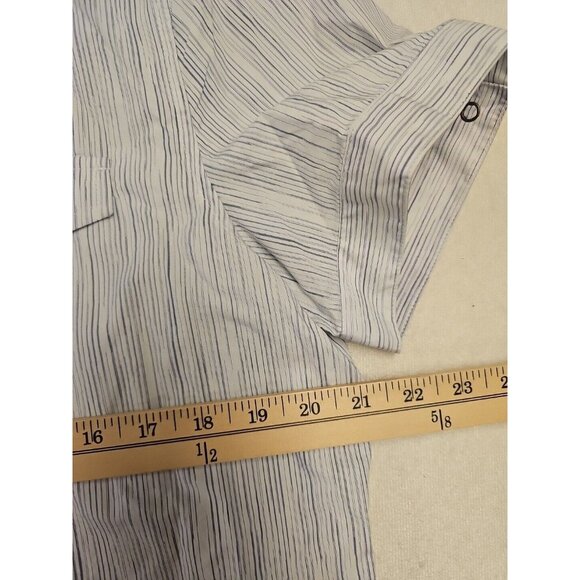 Kenneth Cole Reaction WHITE STRIPE Short Sleeve Button Down Shirt Size L - Picture 2 of 6